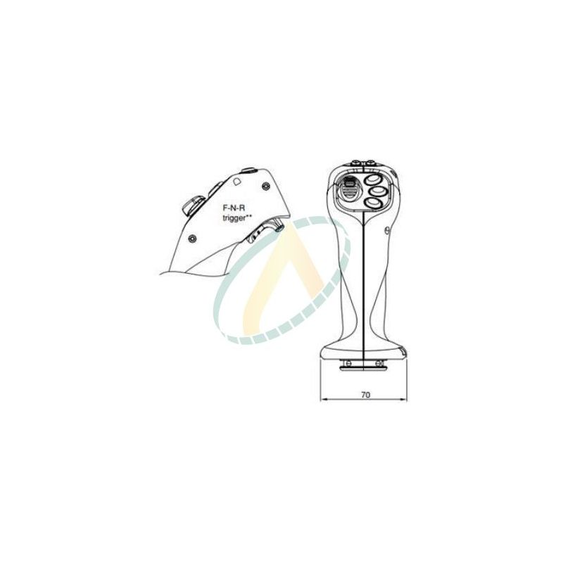 Poignée ergonomique 5 boutons poussoirs, 1 roller et 1 trigger