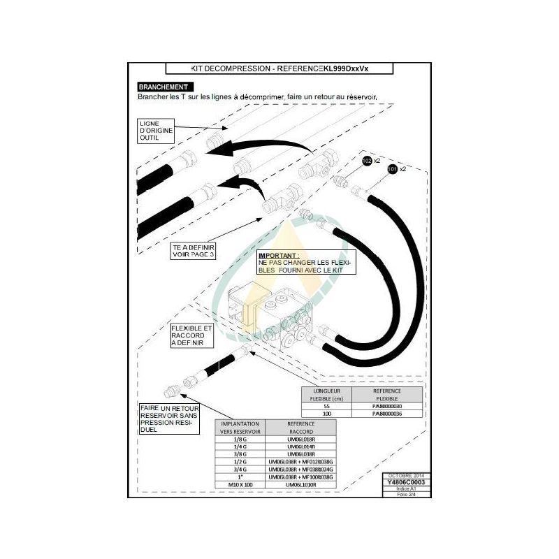 Kit de décompression électrique 12 volts, 2 lignes