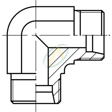 Union coudé mâle 18L DIN - mâle 18L DIN