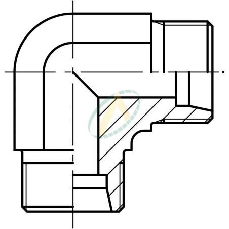 Union coudé mâle 42L DIN - mâle 42L DIN