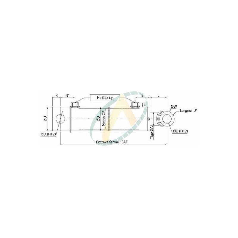 Vérin hydraulique double effet standard tige 30 et piston 50