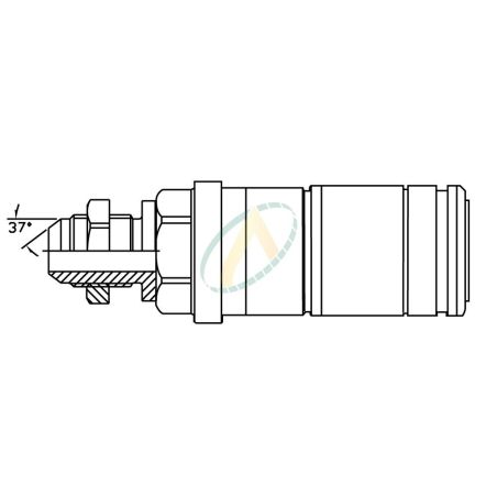 Coupleur femelle clapet auto ISOA 1/2 - Implantation mâle 3/4 JIC