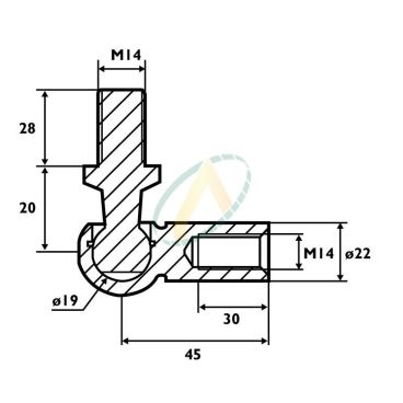 Cage acier taraudé M14 avec...