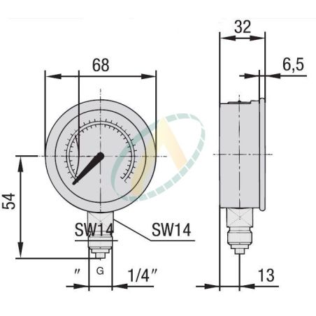 Manomètre prise verticale diamètre 63 mm