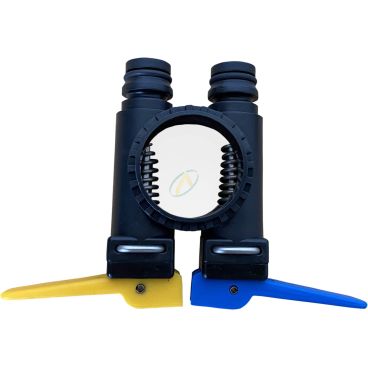 Robinet double jaune/bleu