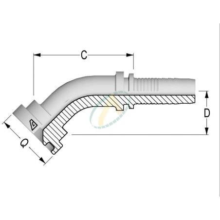 Collet SAE 3000 psi- coude à 45°- SAE J518