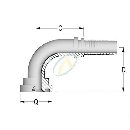 Collet SAE 3000 psi- coude à 90°- SAE J518