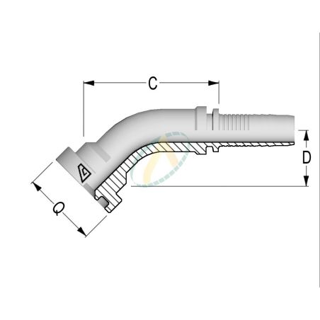 Collet SAE 6000 psi- coude à 45° - SAE J518