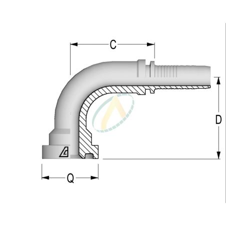 Collet SAE 6000 psi- coude à 90° - SAE J519