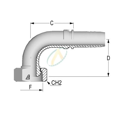 Embouts Coude 90° Femelle Normes Métrique 24° tournant