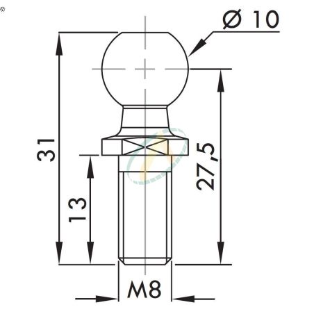 Rotule diamètre 10 mm filetage M8 pour vérin à gaz hydraulique