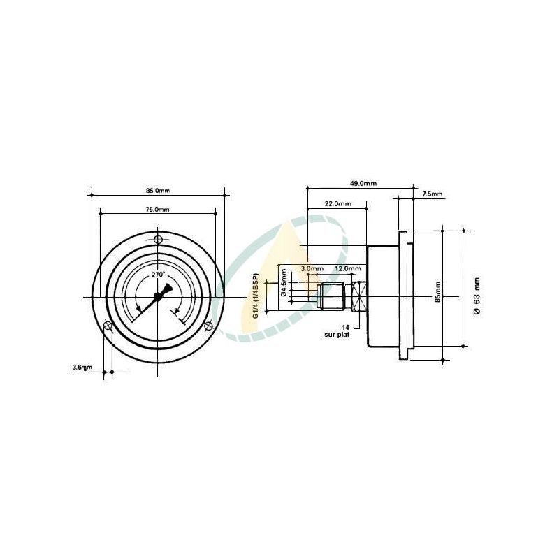 Manomètre de 0 à 250 bar