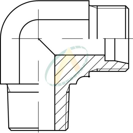 Adaptateur coudé 90° mâle 13 GAZ - mâle 1/4 BSPT