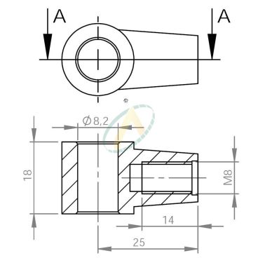Chape zamak  diamètre 8,2...