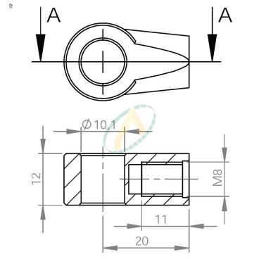 Chape zamak  diamètre 10,1...