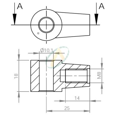 Chape zamak  diamètre 10,1...