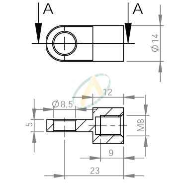 Chape à œil diamètre 8,5 mm...