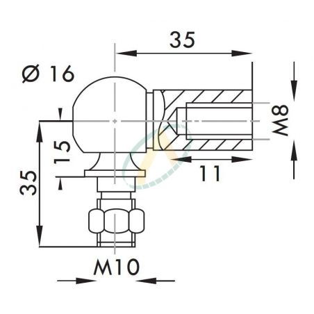 Cage acier taraudé M8 avec rotule fileté M10 longueur 35 mm