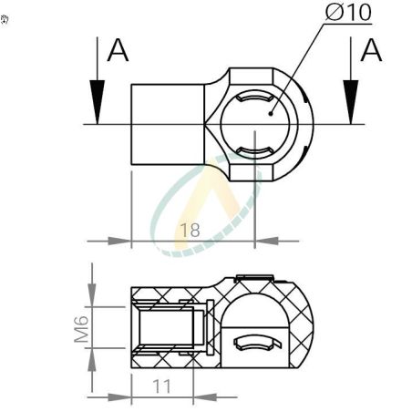 Cage plastique à rotule diamètre 10 mm taraudé M8 longueur 18 mm