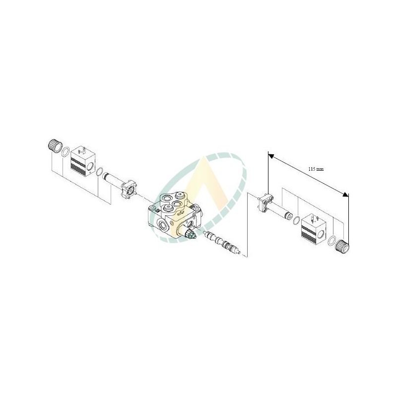 Distributeur monobloc spécifique 45l/min commande électrique 12 Volts 1 double effet Distributeur monobloc spécifique 45l/min commande électrique 12 Volts 1 double effet