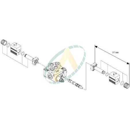 Distributeur monobloc spécifique 45l/min commande électrique 12 Volts 1 double effet