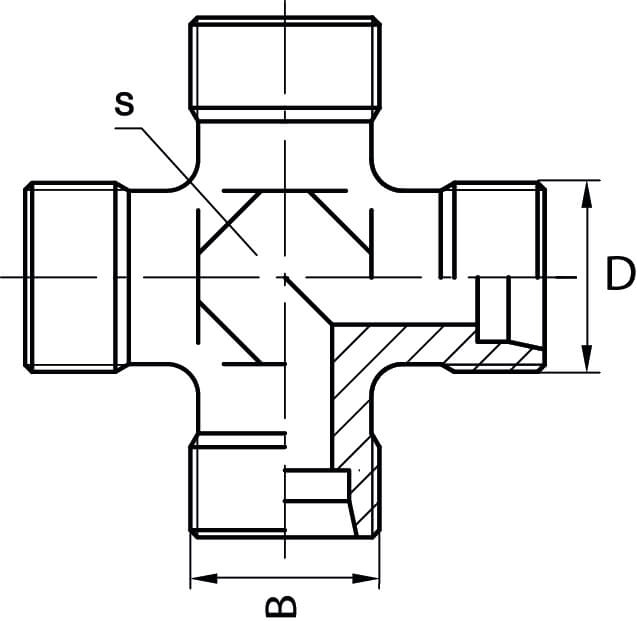 Union en croix male hydraulique