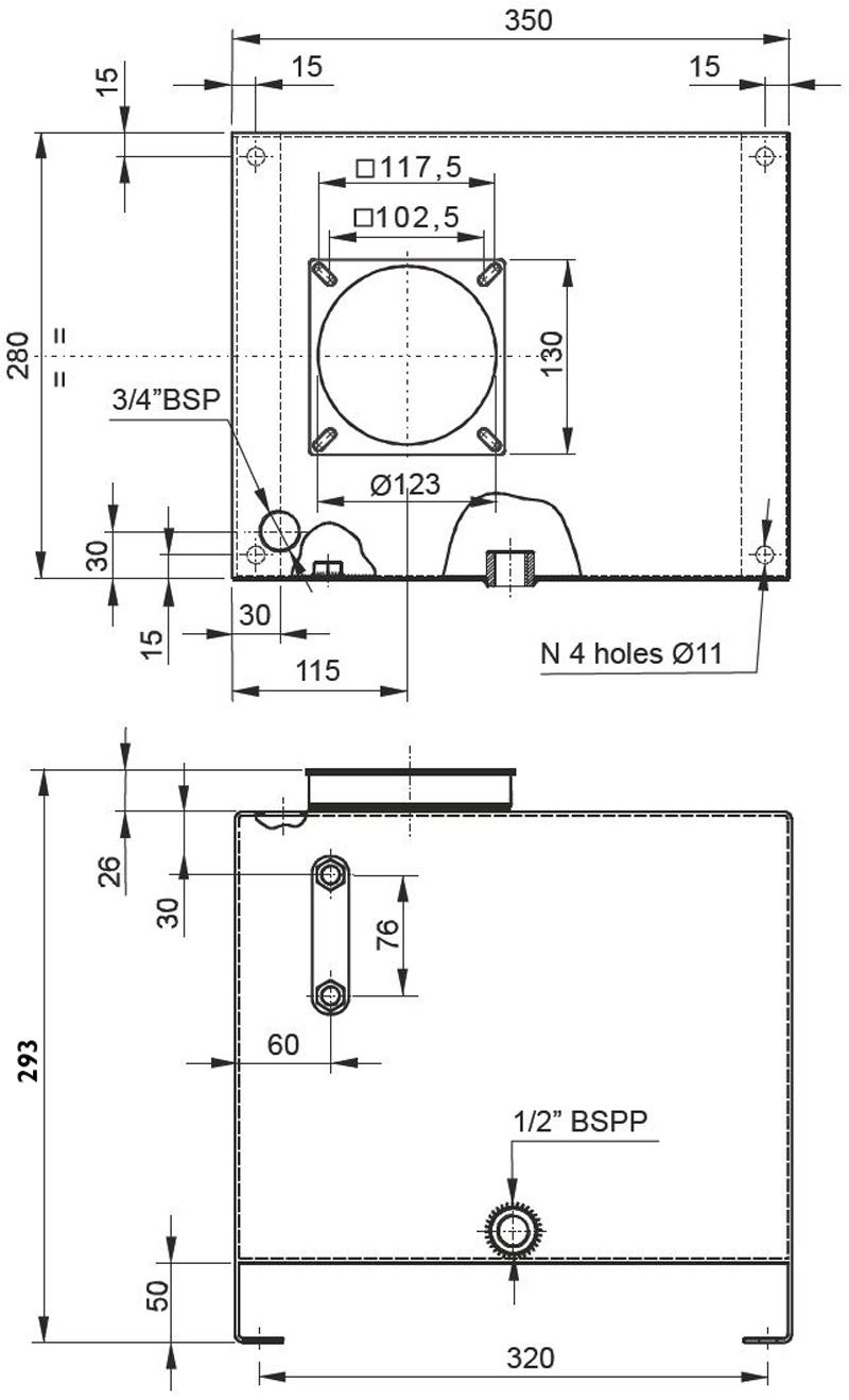 Réservoir Vertical Carré Acier 20 Litres