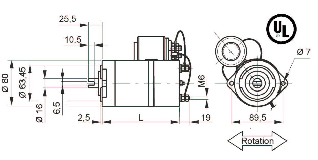 schema Moteur électrique à courant continu 800W 24 Volts