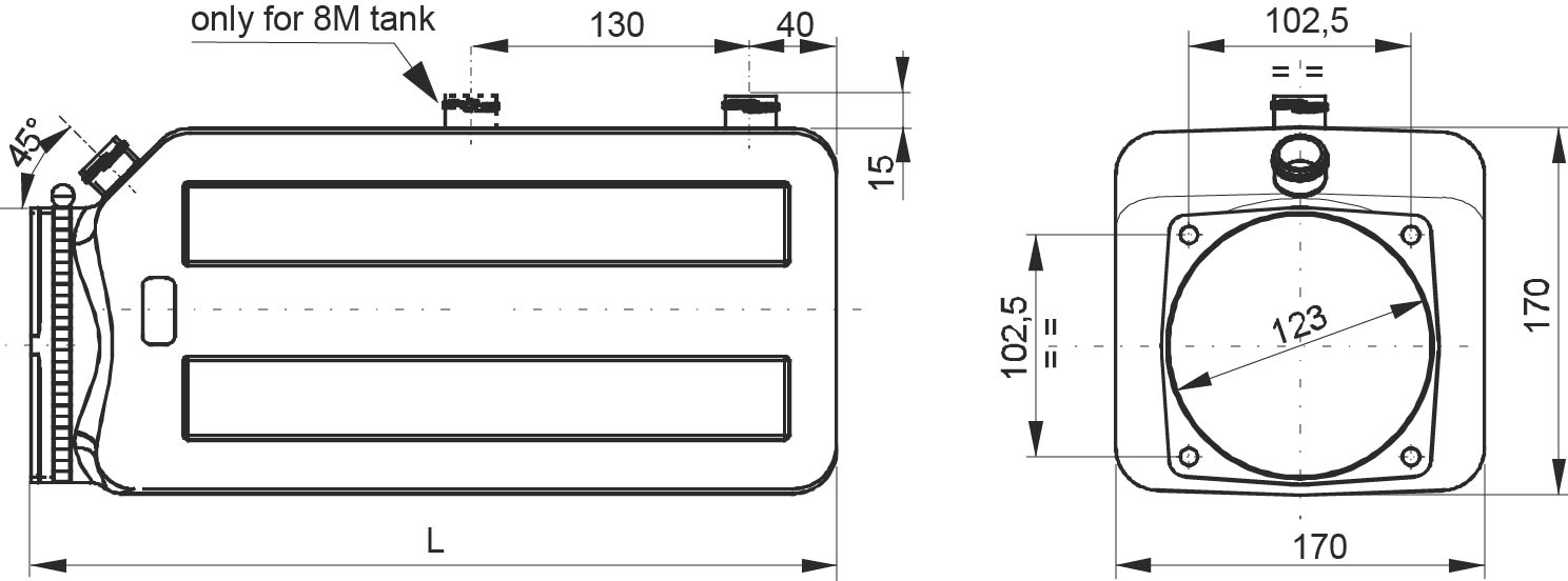 Réservoir Horizontal Plastique 8 litres