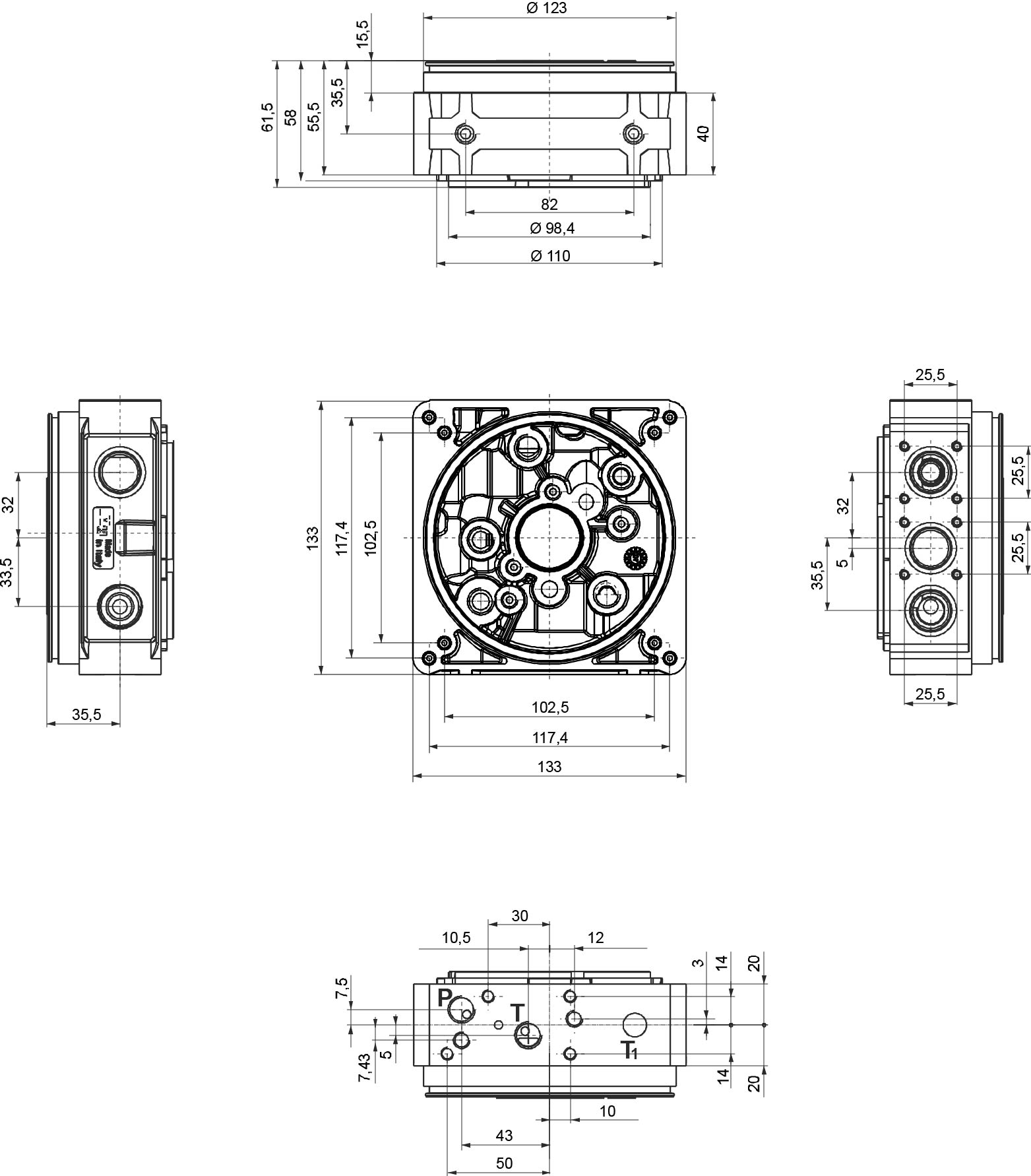  Corps standard pour centrale hydraulique type GH1