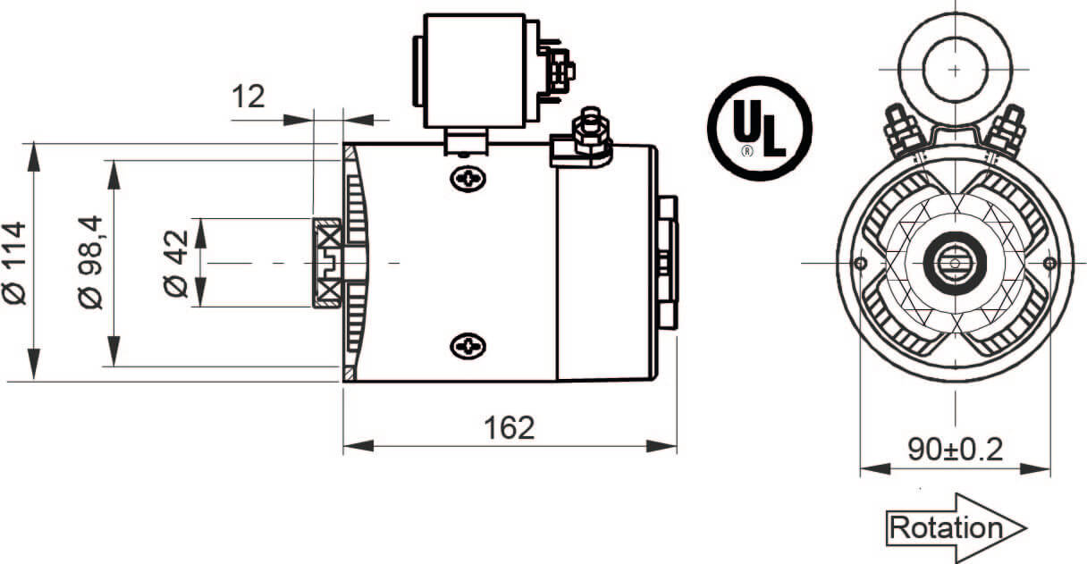 Moteur électrique à courant continu 800W 12 Volts