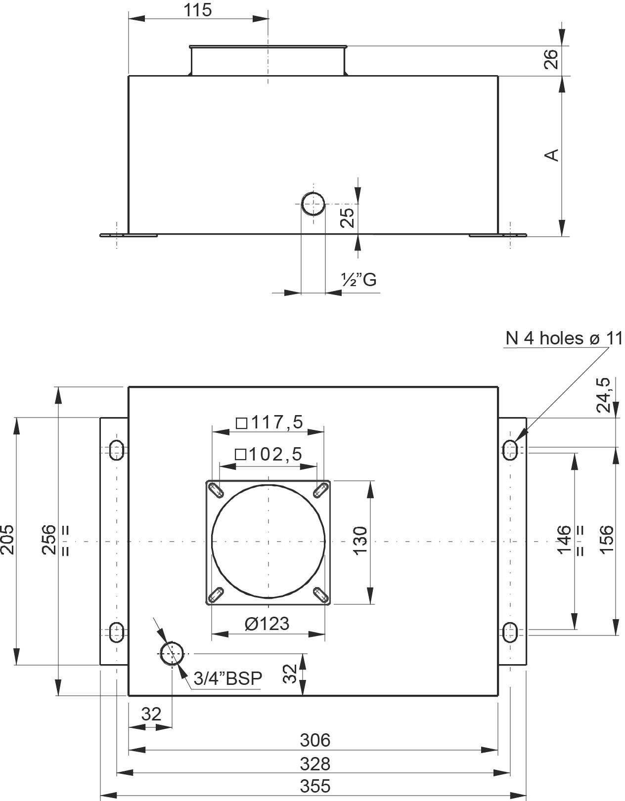 Réservoir Vertical Carré Acier 15 Litres