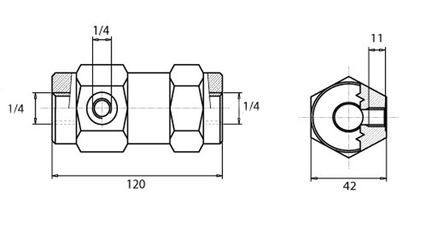 Schéma et dimensions du clapet simple piloté en ligne