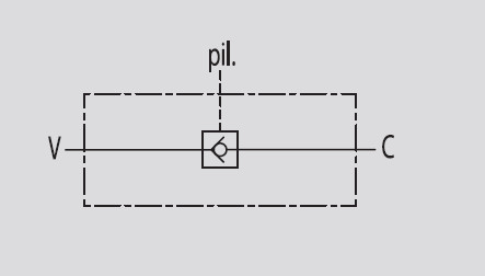 Schéma hydraulique du clapet simple piloté en ligne