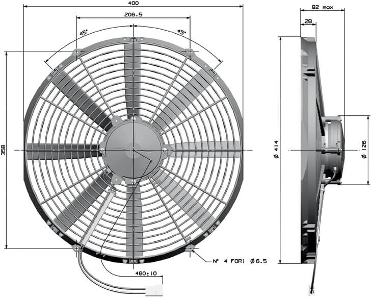 ventilateur aspirant 385 mm