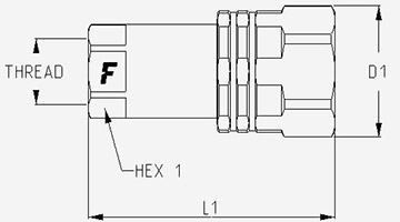 Dimensions coupleur femelle série VV