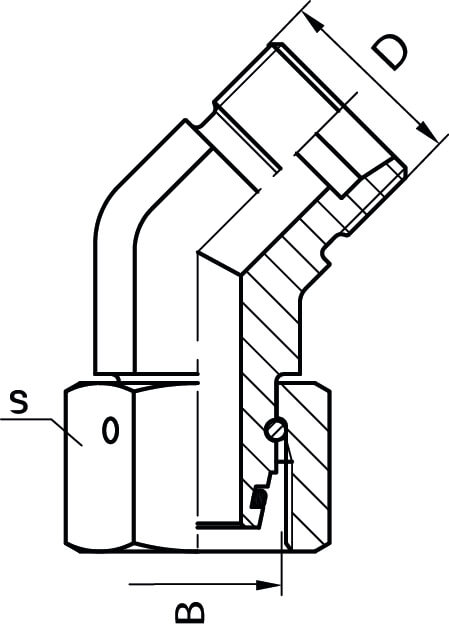 Union coudé male/femelle hydraulique