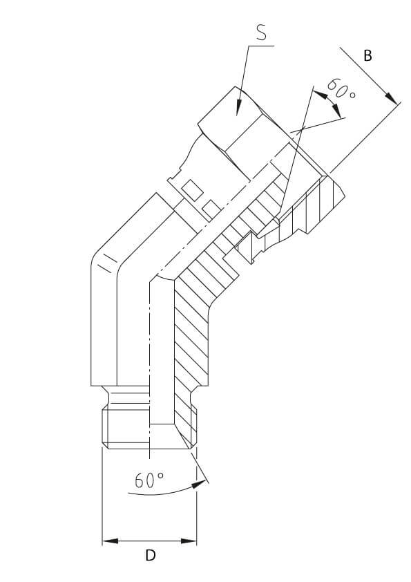 Union coudé male/femelle hydraulique