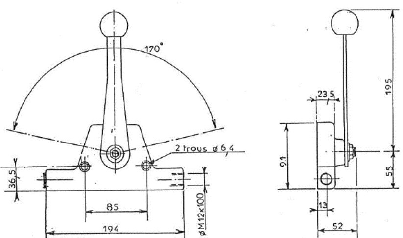 Boitier de commande à distance course 75 mm