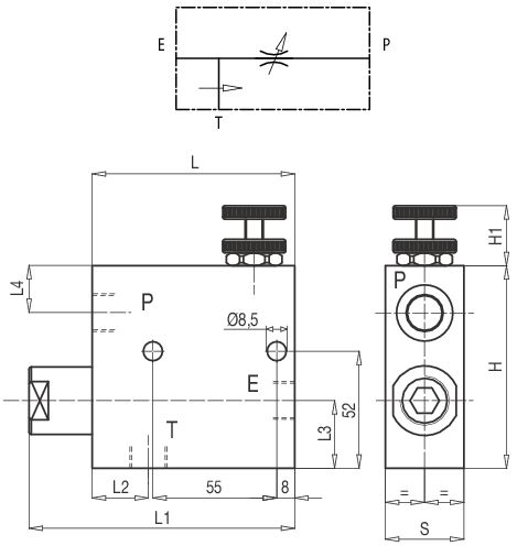 Régulateur de débit 3 voies 50 et 85 l/min