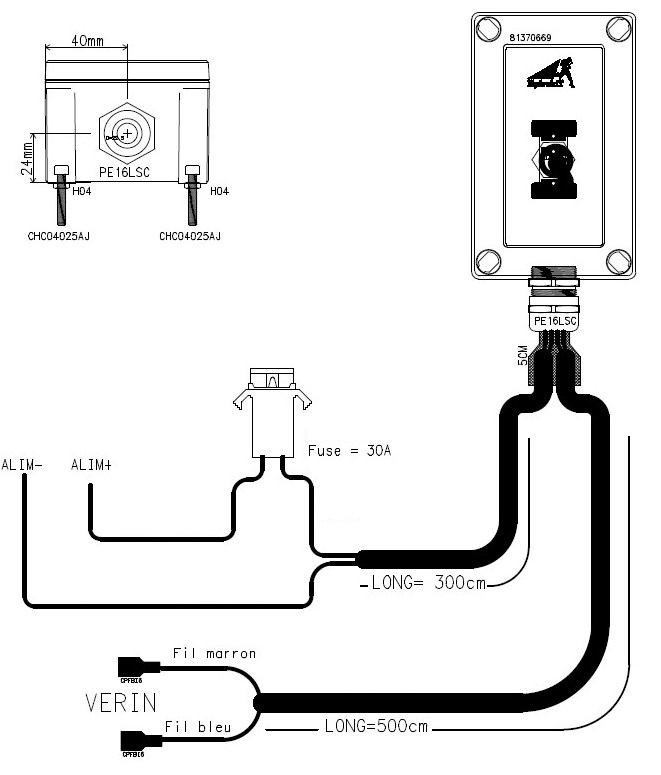 Boitier de commande 1 vérin électrique 12 V