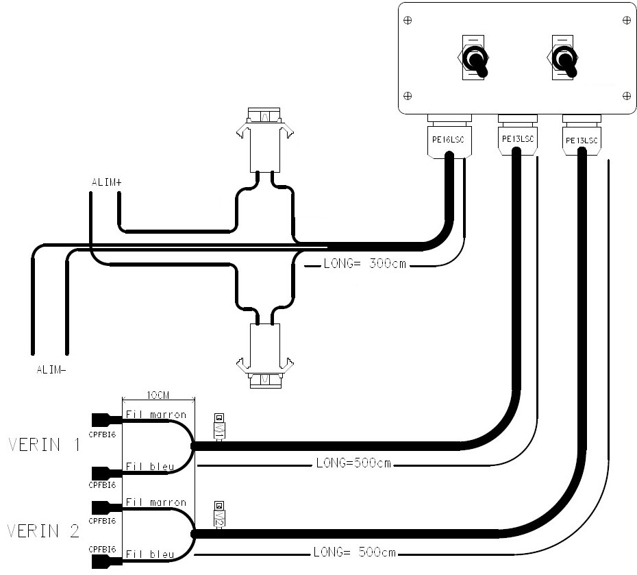 Boitier commande 2 vérins 12V