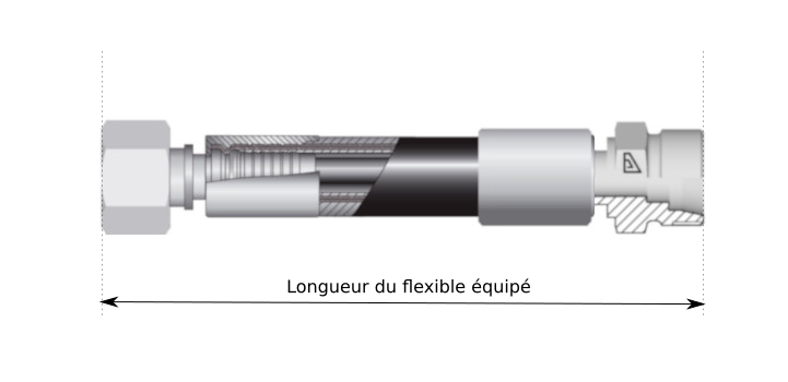 Longueur flexible équipé embouts mâle et droit