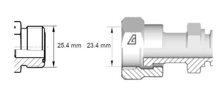 Cotes de définition flexible hydraulique équipé écrous tournants 1 ORFS droit