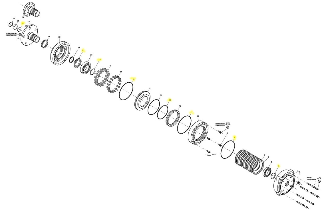 Pochette de joint pour moteur semi rapide DANFOSS - Type OMP ou OMR - Série  X