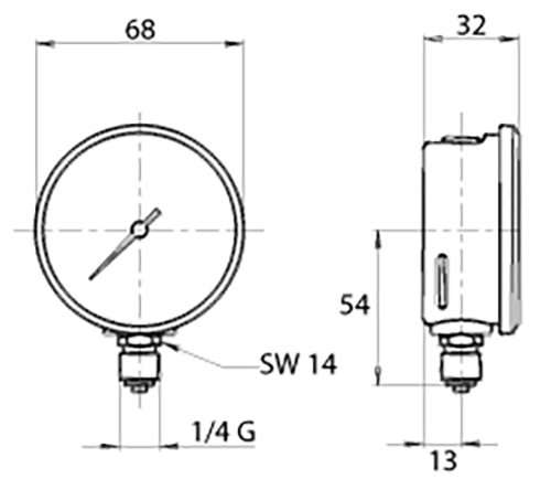 Manomètre ø100 mm - Prise 1/4 - Pulvérisateur