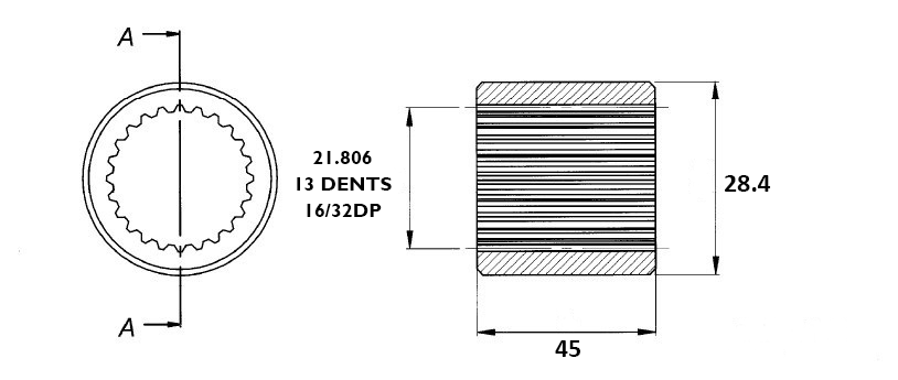 douille 13 dents longueur 45 mm