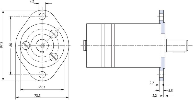 Schéma flasque moteur OMM Danfoss