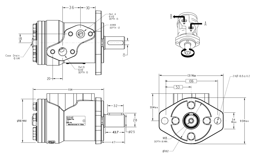 Schéma moteur EATON OMP 120 cm3