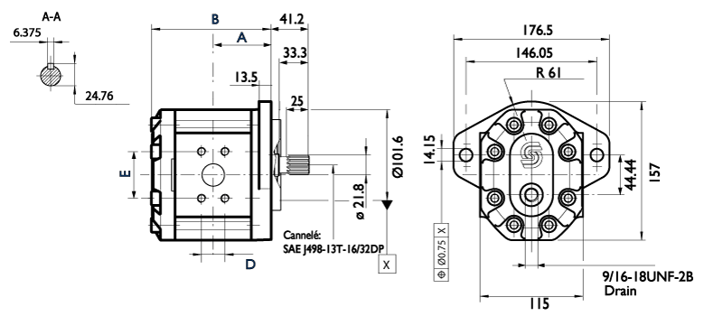 Moteur à engrenage 22 à 90 cm3 arbre cannelé